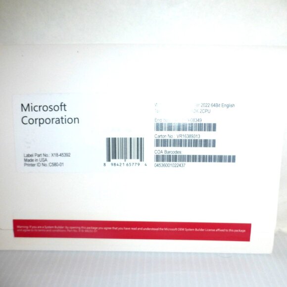 Microsoft Corporation WINDOWS Svr Datacenter 2022 64Bit English SDP OEI DVD ROK - Picture 1 of 5